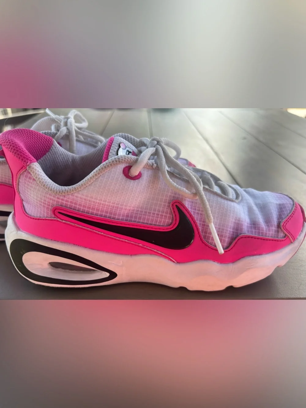 Nike White and Hot Pink Air Max Sneakers